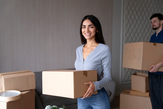 Free photo couple moving in their new home