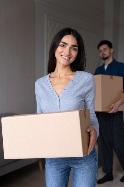 Couple moving in their new home