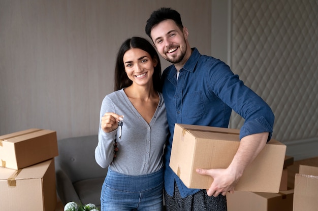 Free photo couple moving in their new home