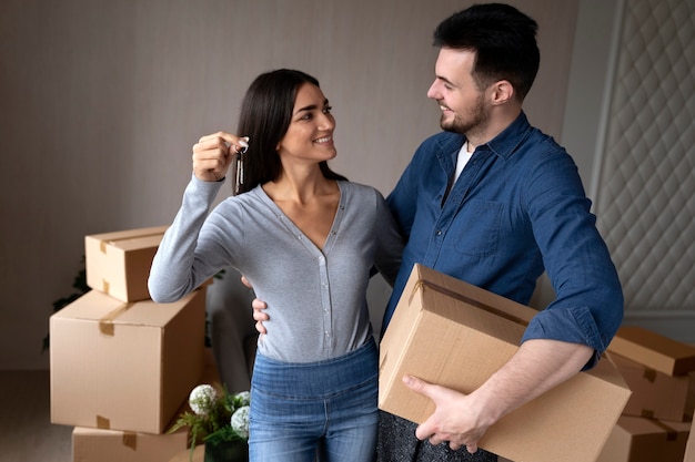 Couple moving in their new home