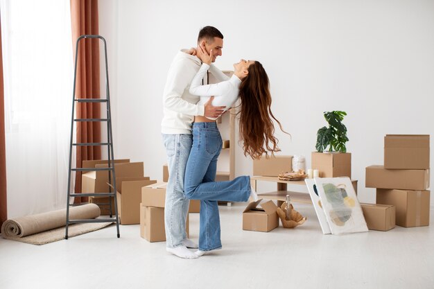 Couple moving in their new house