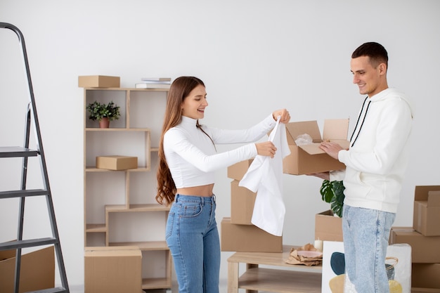 Couple moving in their new house