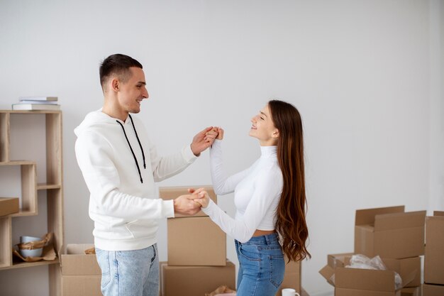 Couple moving in their new house