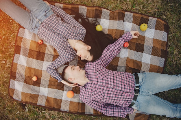 Free photo couple on a picnic