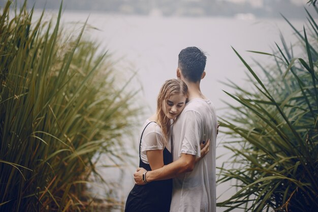 couple in the rain