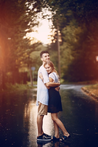 couple in the rain