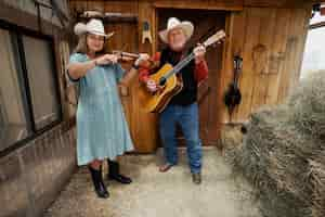 Free photo couple singing together country music