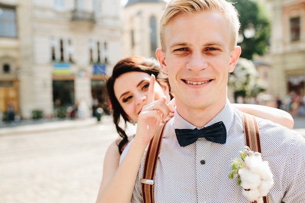 Couple smiling