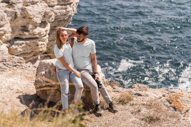 Couple spending time together in a beautiful location at the beach