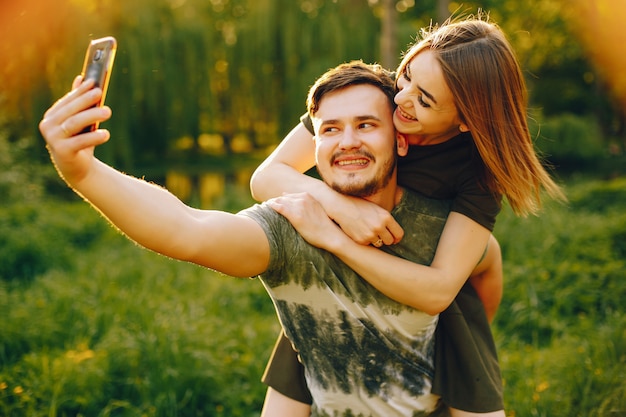 Couple in a summer park