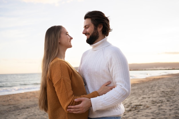 Free photo couple on their family trip