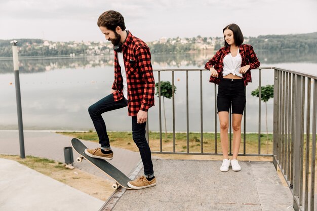 Couple together at the skate park