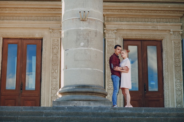 couple in a town