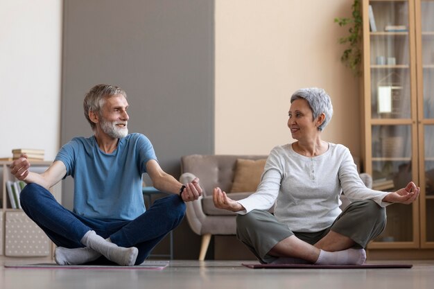 Couple training together at home