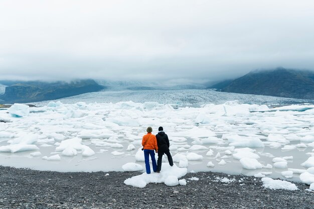 Couple traveling together in country side