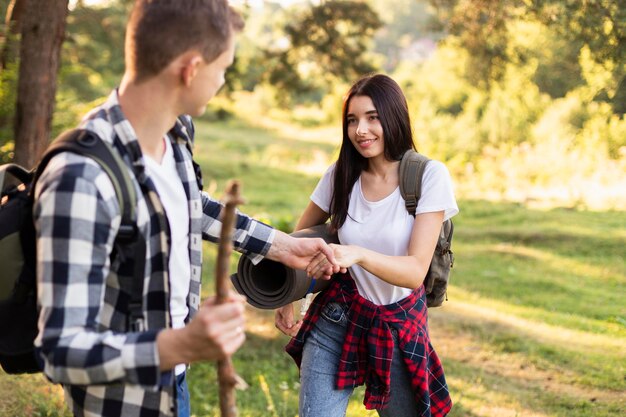 Couple travelling together in the nature