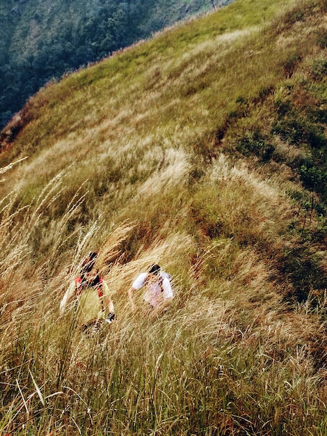 Couple Trekking Activity Hiking Mountain