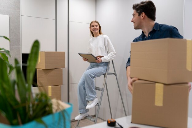 Couple unpacking their belongings