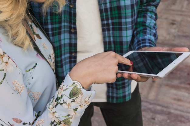 Couple using smartphone