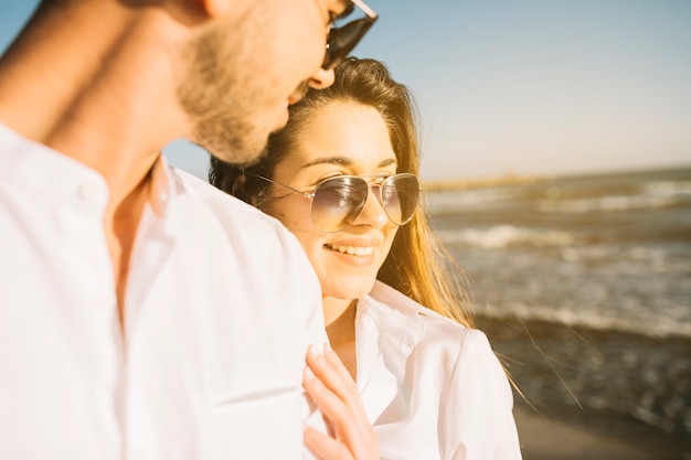 Couple walking on the beach