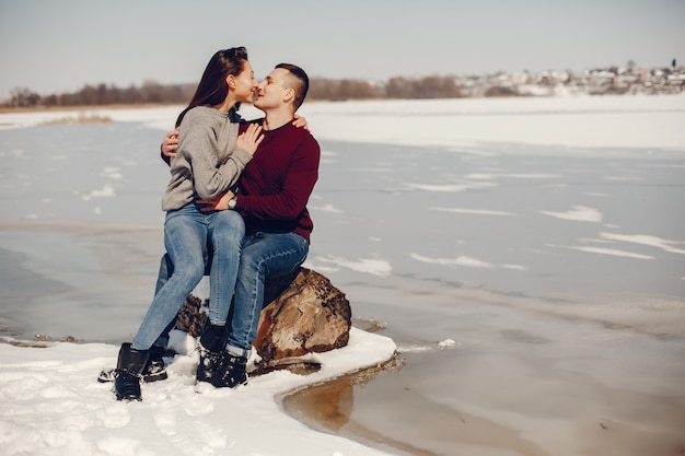 Couple in a winter park