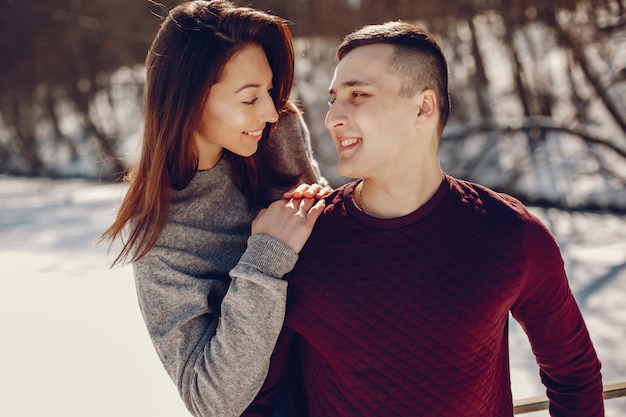 Couple in a winter park