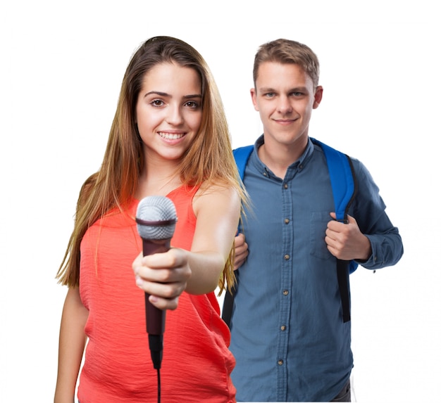 Couple with a microphon