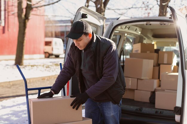 Courier doing jobs logistics