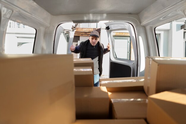 Courier doing jobs logistics
