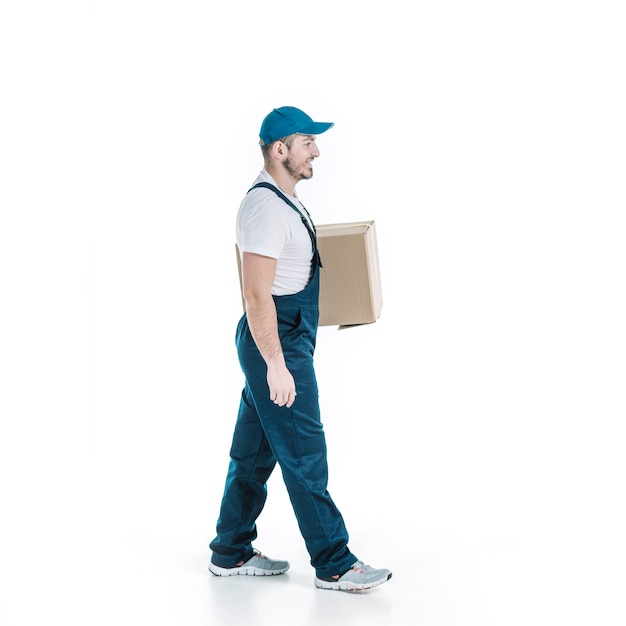 Courier walking with parcel