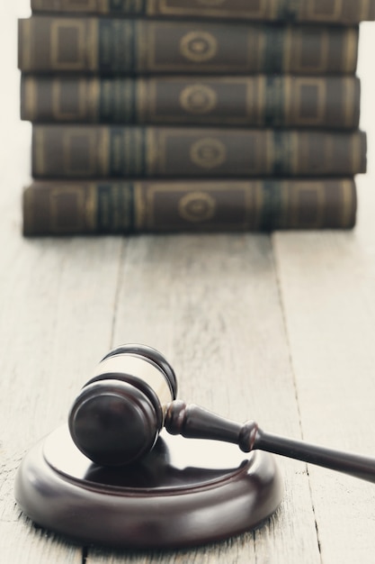 Court hammer and books. judgment and law concept