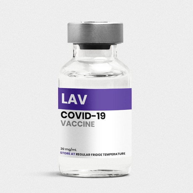 Free photo covid-19 lav vaccine injection glass bottle