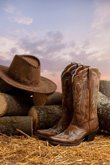 Cowboy background with boots