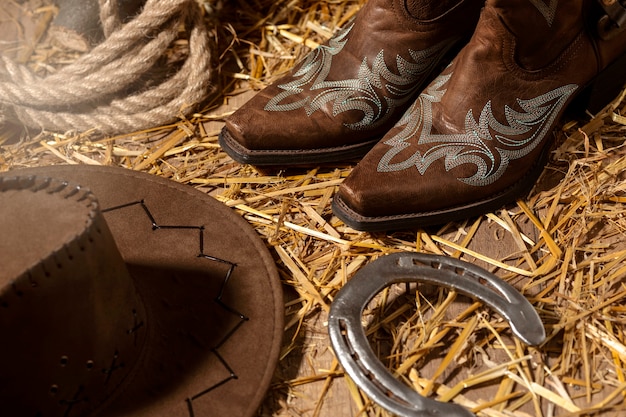 Cowboy background with boots