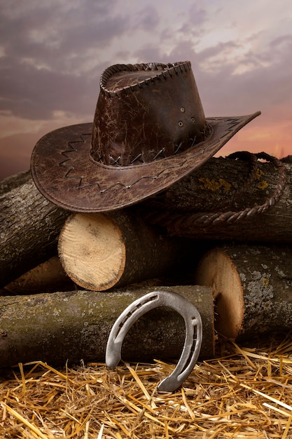Free photo cowboy background with hat