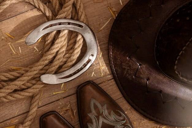 Cowboy inspiration with hat top view