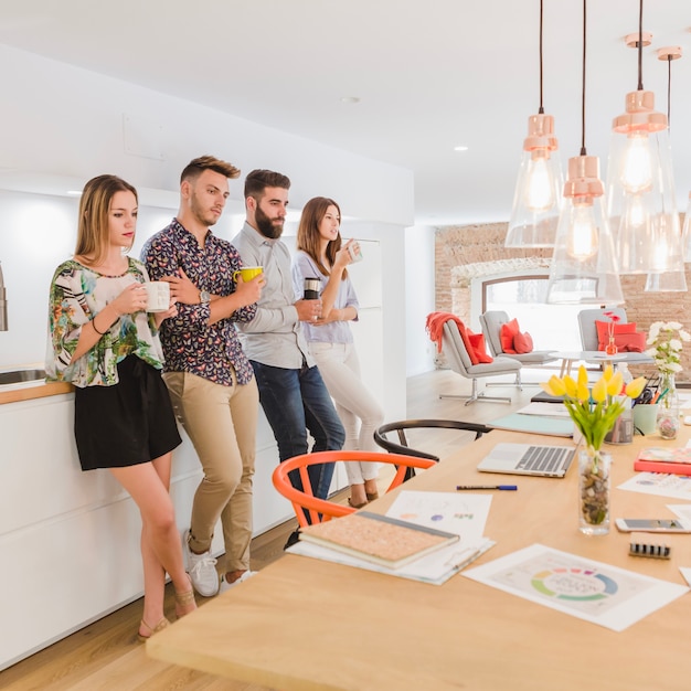 Coworkers refreshing during working process