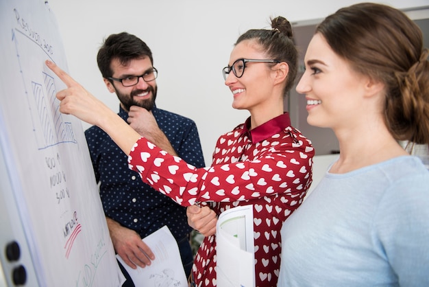 Coworkers working on company strategy