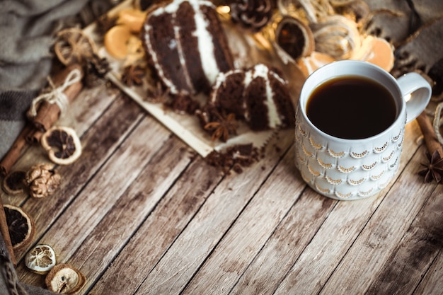 cozy Cup of tea and piece of cake