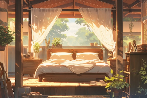 Free photo cozy home interior in anime style