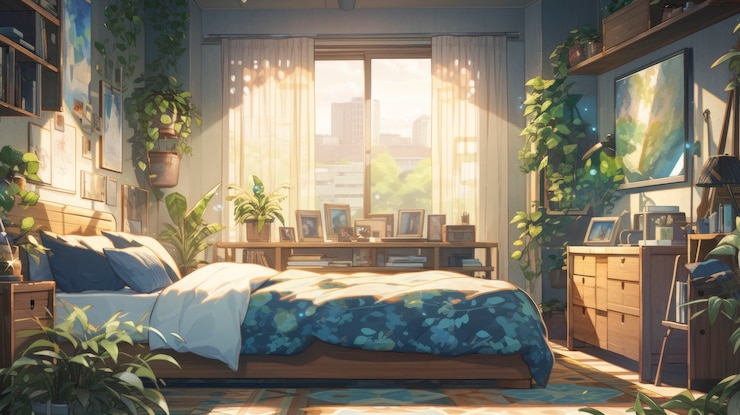 Free Photo cozy home interior in anime style