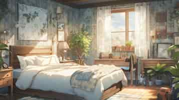 Free photo cozy home interior in anime style