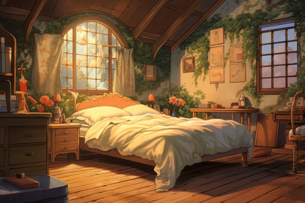 Free photo cozy home interior in anime style