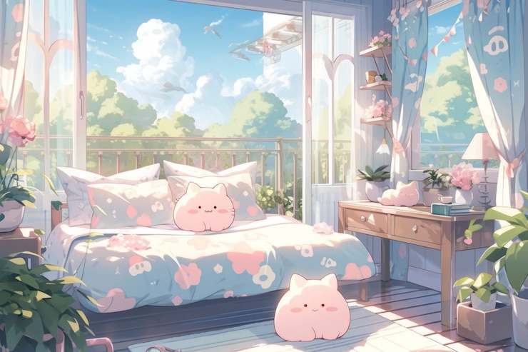 Free Photo cozy home interior in anime style