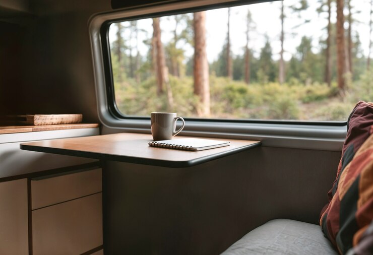 Free Photo cozy van interior prepared for camping