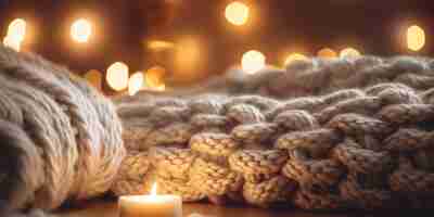 Free photo cozy winter scene with knitted wool pattern