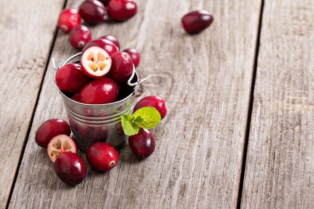 Cranberries in a bucket