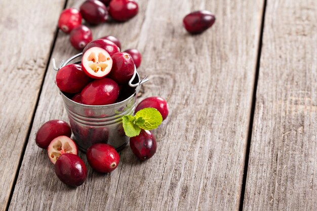 Cranberries in a bucket