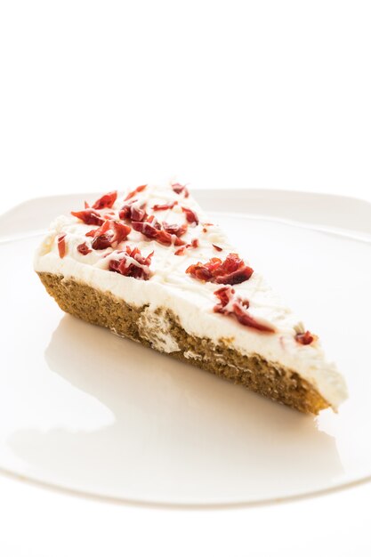 Cranberries pie or cake in white plate