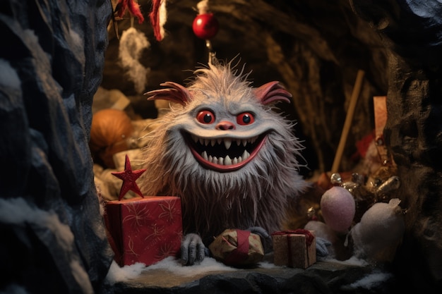 Free photo cranky creature illustrating the grinch